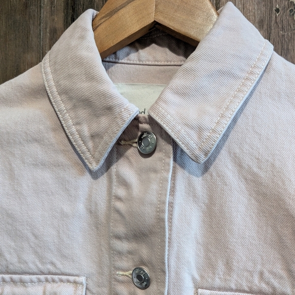 Wilfred Blush Pink Minimalist Cropped Denim Jacket, Size XXS - Picture 6 of 13